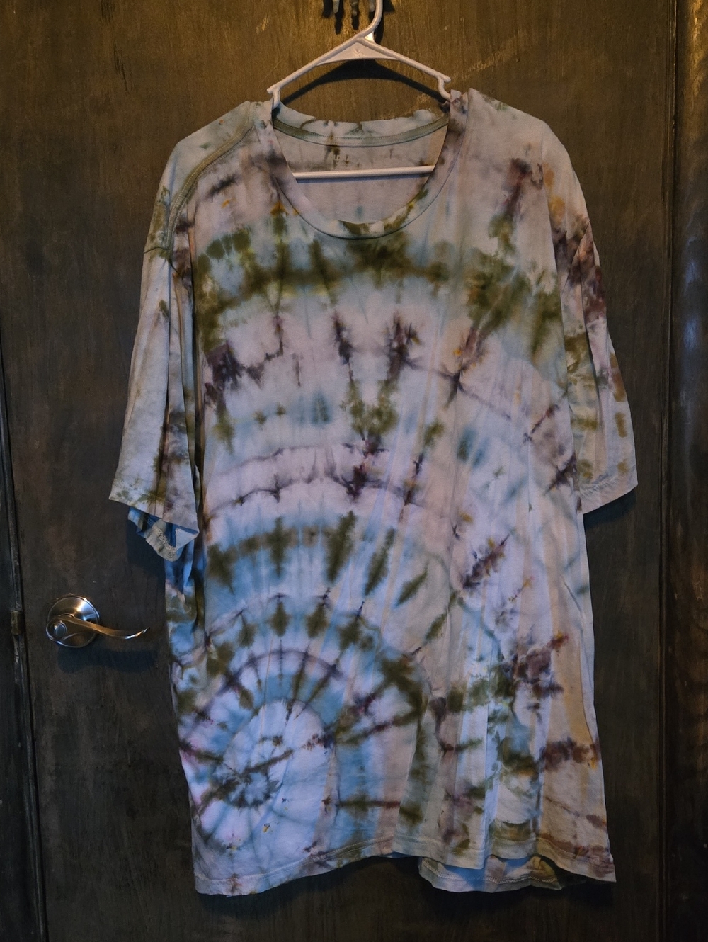Old Navy Tie-Dye Short Sleeve Shirt - Green, Blue & Brown